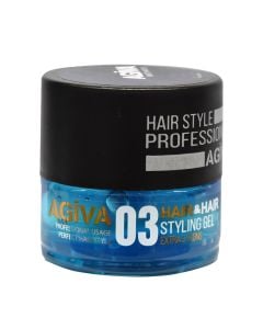 Xhel flokësh Extra Strong, Agiva, plastikë, 200 ml, e zezë dhe blu, 1 copë