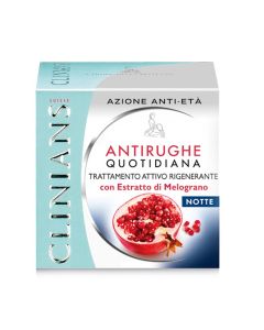 Krem antirrudhë me shegë për trajtimin e fytyrës gjatë natës, Clinians, plastikë, 50 ml, gurkali dhe e kuqe, 1 copë