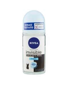 Roll-on deodorant for women Black&White, Nivea, plastic and glass, 50 ml, light blue, white and black, 1 piece