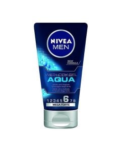 Xhel për stilimin e flokëve për meshkuj, Aqua 06, Nivea, plastikë, 150 ml, blu, 1 copë