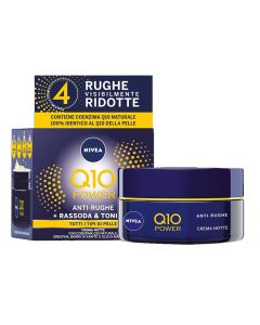 Krem anti-rrudhë për trajtimin e fytyrës gjatë natës, Q10 Plus, Nivea, plastikë dhe qelq, 50 ml, blu, 1 copë