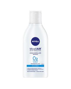 Ujë mineral 3 në 1 për pastrimin e makeup-it, MicellAir, Nivea, plastikë, 400 ml, transparente dhe blu, 1 copë