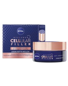 Krem anti-rrudhë për trajtimin e fytyrës gjatë natës, Hyaluron Cellular Filler Anti-gravity, Nivea, plastikë dhe qelq, 50 ml, rozë dhe blu, 1 copë