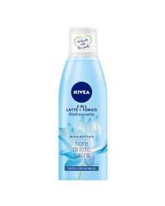 Qumësht pastrues dhe tonik freskues për fytyrën 2 në 1, Purifying Water, Nivea, plastikë, 200 ml, e kaltër, 1 copë