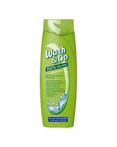 Shampo flokësh për volum, me efekt kundër zbokthit, Wash & Go, plastikë, 400 ml, e gjelbër, 1 copë