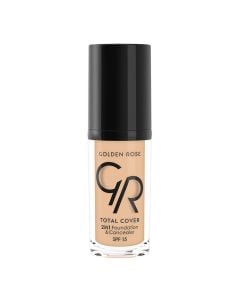 2 in 1 liquid makeup foundation and concealer, 02, Total Cover, Golden Rose, plastic, 30 ml, beige, 1 piece