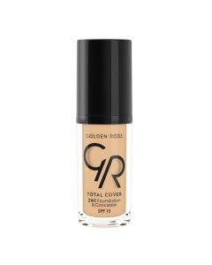 2 in 1 liquid makeup foundation and concealer, 10, Total Cover, Golden Rose, plastic, 30 ml, dark beige, 1 piece