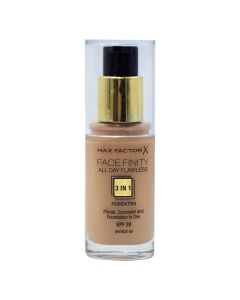 Fondatinë e lëngshme sprai për makeup 3 në 1, 80 Bronze, All Day Flawless, FaceFinity, Max Factor, plastikë dhe qelq, 30 ml, bezhë e errët, 1 copë
