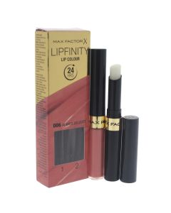 Set buzëkuq i lëngshëm dhe balsam hidratues, 006 Always Delicate, LipFinity, 2-step Long Lasting, Max Factor, plastikë, 2.3 ml + 1.9 g, rozë koral, 2 copë