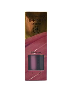 Set buzëkuq i lëngshëm dhe balsam hidratues, 015 Ethereal, LipFinity, 2-step Long Lasting, Max Factor, plastikë, 2.3 ml + 1.9 g, rozë e errët, 2 copë