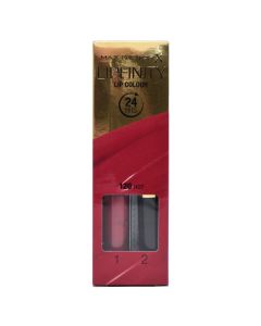 Set buzëkuq i lëngshëm dhe balsam hidratues, 120 Hot, LipFinity, 2-step Long Lasting, Max Factor, plastikë, 2.3 ml + 1.9 g, e kuqe, 2 copë