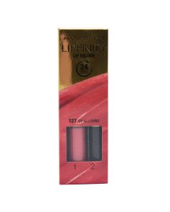 Set buzëkuq i lëngshëm dhe balsam hidratues, 127 So Alluring, LipFinity, 2-step Long Lasting, Max Factor, plastikë, 2.3 ml + 1.9 g, e kuqe terrakota, 2 copë