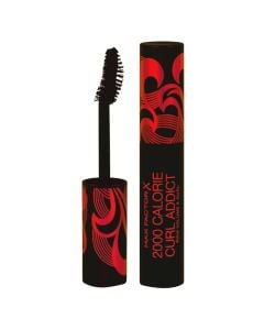 Volumizing eyelashes mascara, 01 Black, 2000 Calorie, Curl Addict, Max Factor, plastic, 9 ml, black and red, 1 piece
