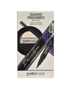 Set makeup-i për sytë, Bella Oggi, plastikë, 8.5x14.5 cm, e bardhë, e zezë dhe lejla, 3 copë