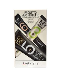 Set makeup-i, Carnagioni Medie e Medio-Scure, Bella Oggi, plastikë, 8.5x14.5 cm, e bardhë, e zezë dhe e gjelbër, 3 copë