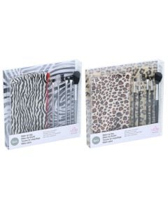 Set furçash makeup-i, me cantë kozmetike, fibra sintetike, plastikë, alumin 2.5x11x19 cm, mikse, 5 copë
