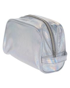 Çantë kozmetike, Eleganza, poliestër dhe poliuretan, 23x11x14 cm, argjend, 1 copë