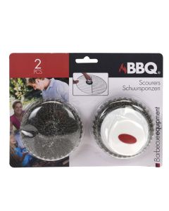 Furçë pastrimi për barbekju, BBQ, plastikë dhe metal, Ø8.5x5 cm, e bardhë dhe e kuqe, 2 copë, 1 pako