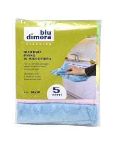 Pecetë mikrofibre, BluDimona, mikrofibër poliestre dhe poliamid, 30x30 cm, mikse, 5 copë, 1 pako