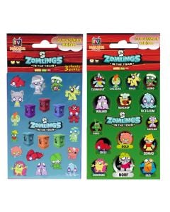 Stikera me figura për fëmijë, Zomlings, Diakakis, klorur polivinili (PVC), 12x8 cm, mikse, 3 copë