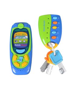 Lodër interaktive për fëmijë, Keys and Phone, Kaichi, plastikë, 21x23 cm, mikse, 2 copë