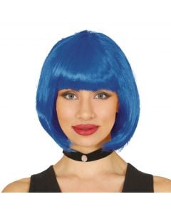 Wig Bobline synthetic, one size, blue