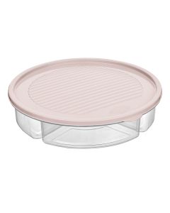 Storage container, 5 parts, with lid, Smart, PP, clear/pink, Ø25 xH5 cm, 2000 cc