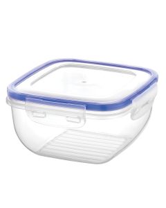 Hermetic square bowl with lid, PP, light colors, 20x20x10 cm / 2.4 Lt