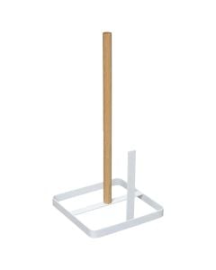 Tissue holder, metalic, white/natural, 15x15xH30 cm
