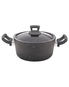 Tenxhere graniti induksion me kapak Germanitium, alumin, gri, Dia.28x12.5 cm / 6.8 Lt