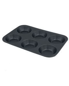 Anti-stick cake pan with 6 seats, aluminum, black, 30.5x20.5 cm