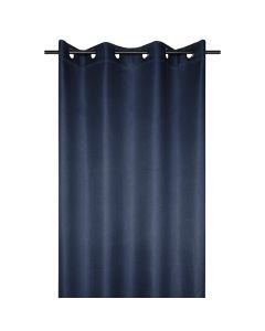 Perde e plotë me unaza Copenhague, poliestër, blu, 140x260 cm