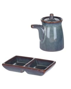 Sushi serving set (PK 2), pottery, gray, 180 ml / 10x7 cm
