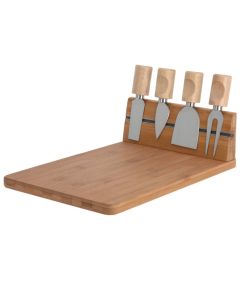 Set thika dhe dërrasë prerëse djathi (PK 5), bambu, kafe, 5x20x30 cm