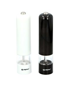 Alpina electric pepper and spice grinder, aluminum/ABS, black or white, 5.2x22.3cm / 4xAA