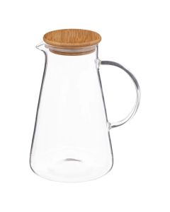 Kanë uji/lëngjesh Pichet, qelq/kapak bambu, transparente, 1.5Lt