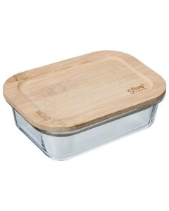 Airtight bowl, glass/bamboo, transparent/brown, 10.5x15.5xH15 cm / 380 cl