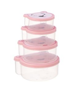 Set of bowls with lids for children (PK 4), plastic, transparent, 200+300+400+600 ml