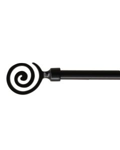 Extended curtain rod with metal knob, metalic, mat black, Dia.16/19mm / 120-210 cm