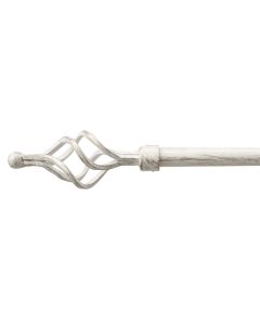 Extended curtain rod with metal knob, metalic, white/gold, Dia.16/19mm / 120-210 cm