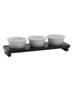 Bowl holder 3 places, melamine, black, 24x8xH6 cm