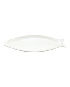 Fish plate, ceramic, white, 14.5x34.5x3 cm