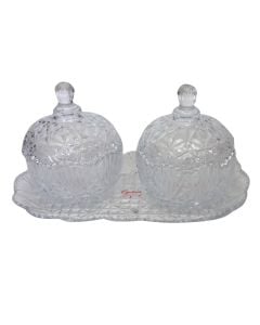 Set bonbonjere (PK 2), qelq, transparente, 26x15.5 cm
