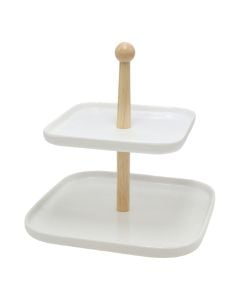 Stand 2 layer, ceramic, white, 19x25x10 cm