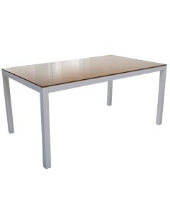 Table with tempered glass top, aluminum, light beige, 90x160xH75 cm