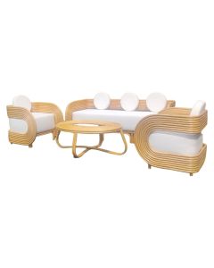 Set Eight Living 2 kolltuk + 1 sofa + 1 tavolinë me xham, ratan, kafe e errët, kolltuku 90x104xH70 / sofa 90x165xH70, tavolina 75x115xH40 cm