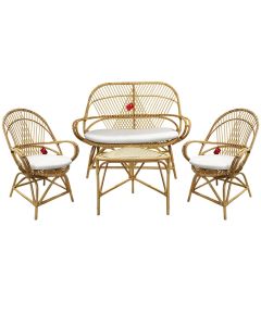 Set Pegin Living 2 karrige + 1 kolltuk dopjo + 1 tavolinë mesi, ratan kafe natyrale, karrige 45x45xH100 cm/kolltuk 110x45xH100 cm/tavoline 55x55xH55 cm