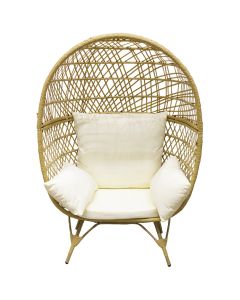 Armchair with canopy and seat, metal/PE rattan, brown/beige, 98x76xH156 cm