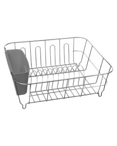 Dish drainer, PVC/metal, gray, 36.5x32.5xH13 cm