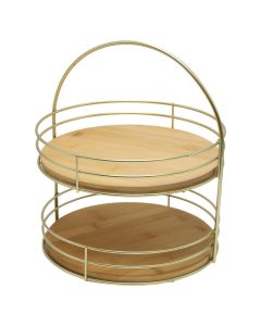 Stand with 2 layer, bamboo, brown, Dia.26x26 cm
